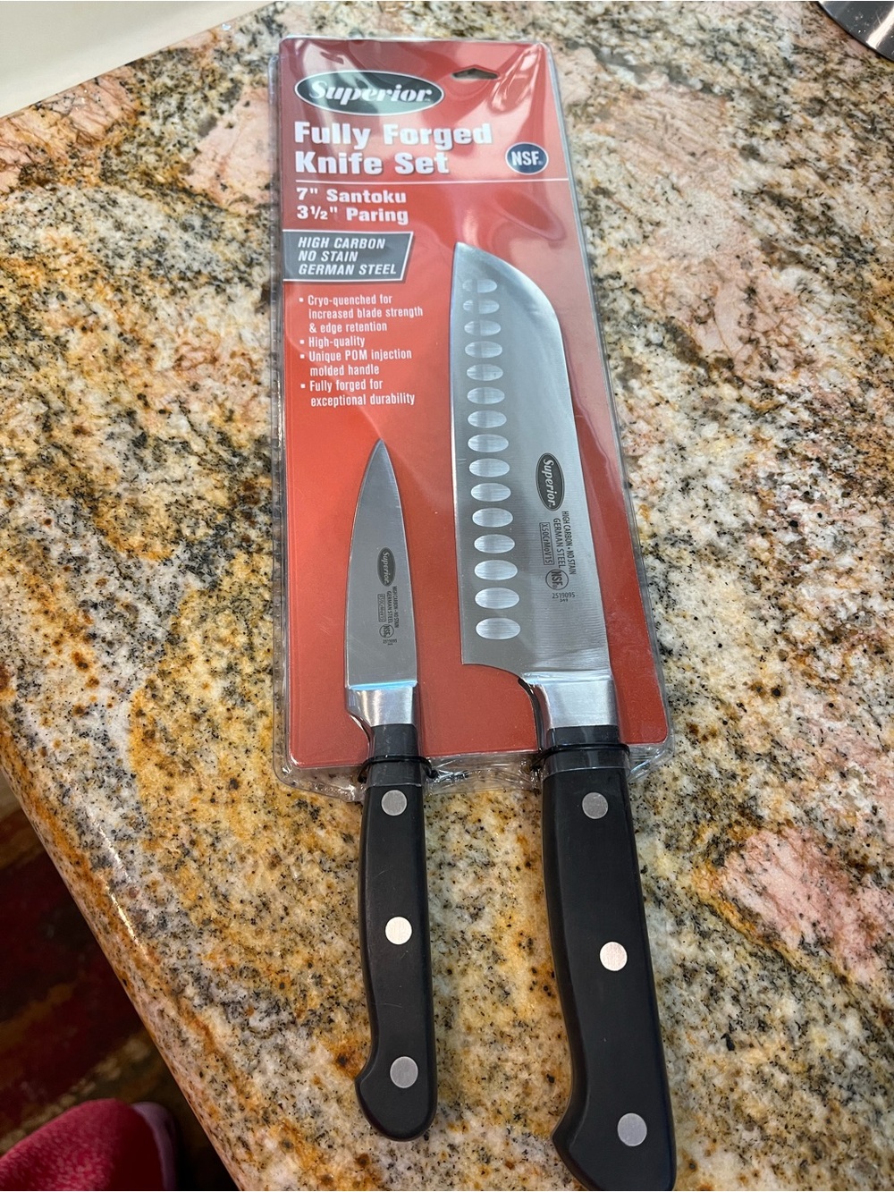 Superior Fully Forged Knife Set - Black Handles, Stainless Blades